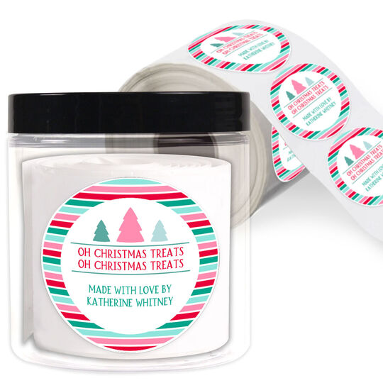 Oh Christmas Treats Round Gift Stickers in a Jar
